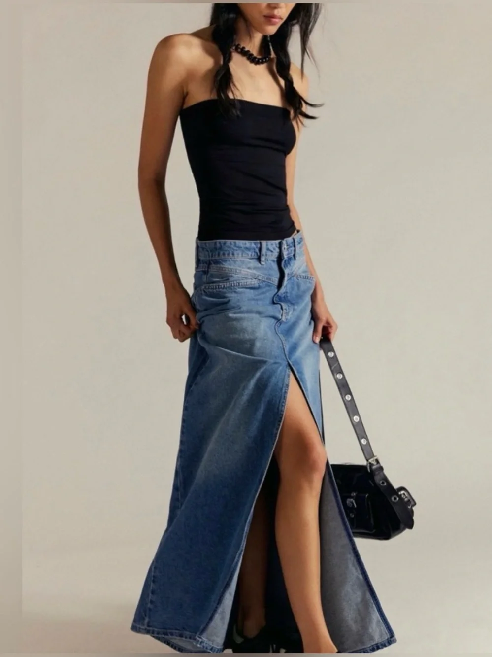 New WE THE PEOPLE Come as you are Denim Maxi Skirt Sz 8